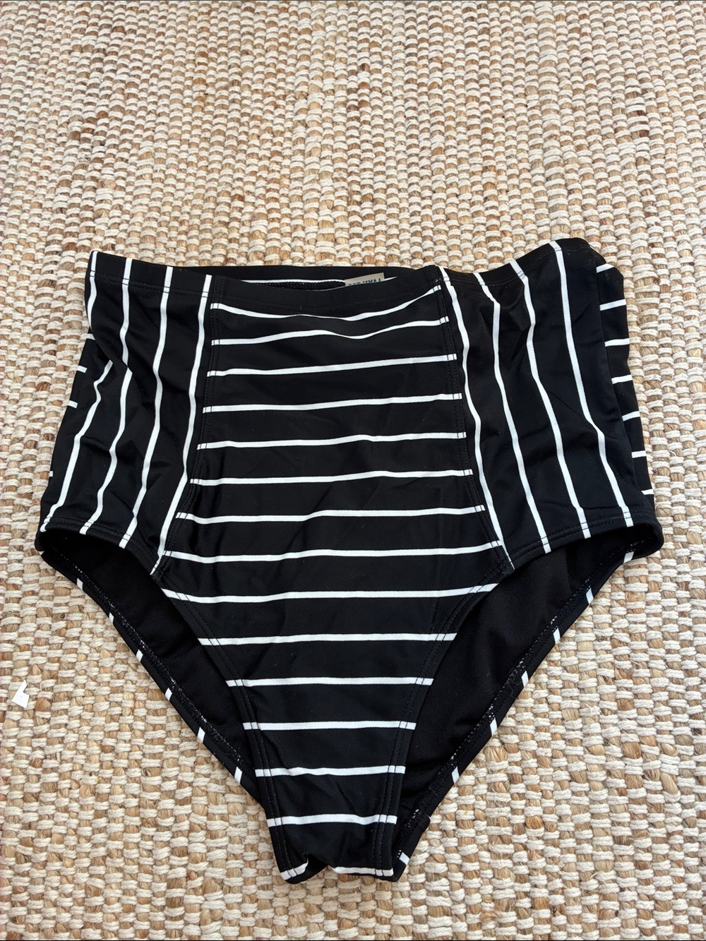Small Old Navy High-Waist Black & White Striped Swim Bottoms